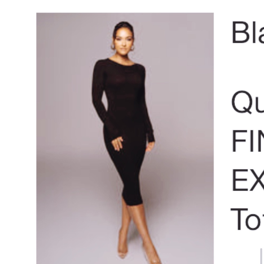 Jluxlabel sz M ribbed 
Black High Expectations Midi Dress - Picture 5 of 5